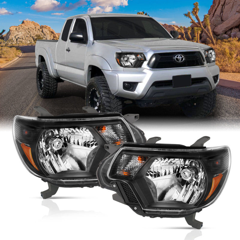 ANZO 2012-2015 Toyota Tacoma Crystal Headlights Black 111395