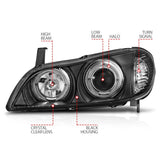 ANZO 2000-2004 Infiniti I30 Projector Headlights w/ Halo Black 121077