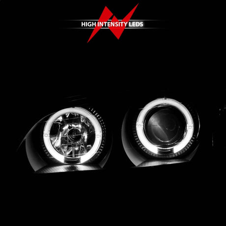 ANZO 2000-2004 Infiniti I30 Projector Headlights w/ Halo Black 121077