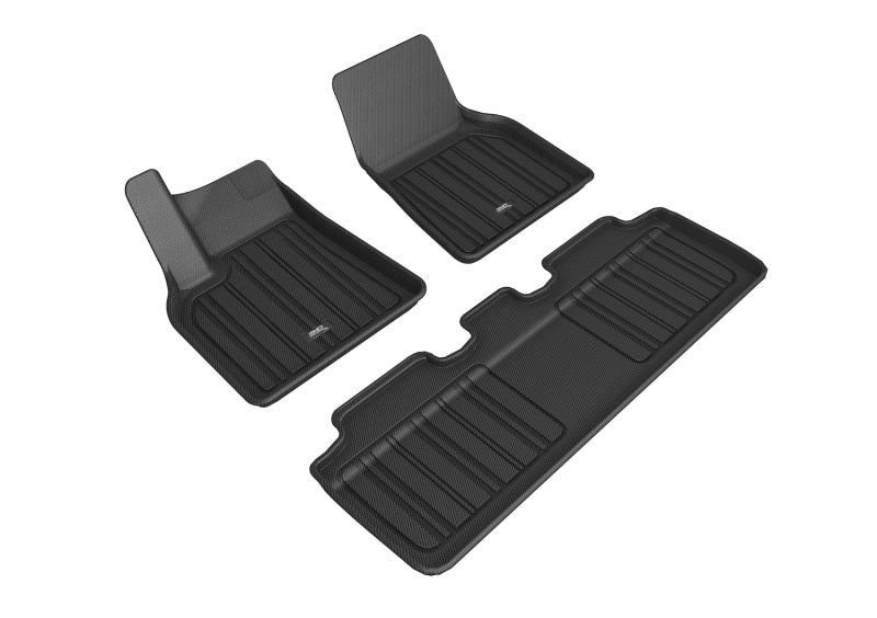 3D MAXpider 2020-2021 Tesla Model Y Elitect 1st & 2nd Row Floormats - Black E1TL02701809