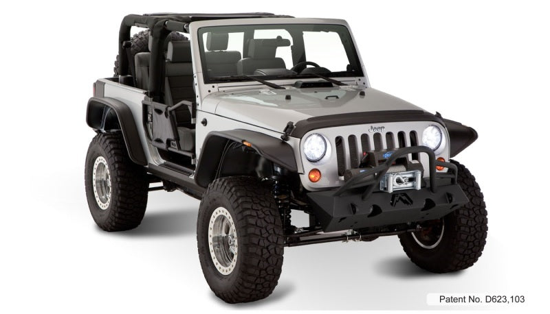 Bushwacker 07-18 Jeep Wrangler Flat Style Flares 4pc Fits 2-Door Sport Utility Only - Black 10919-07