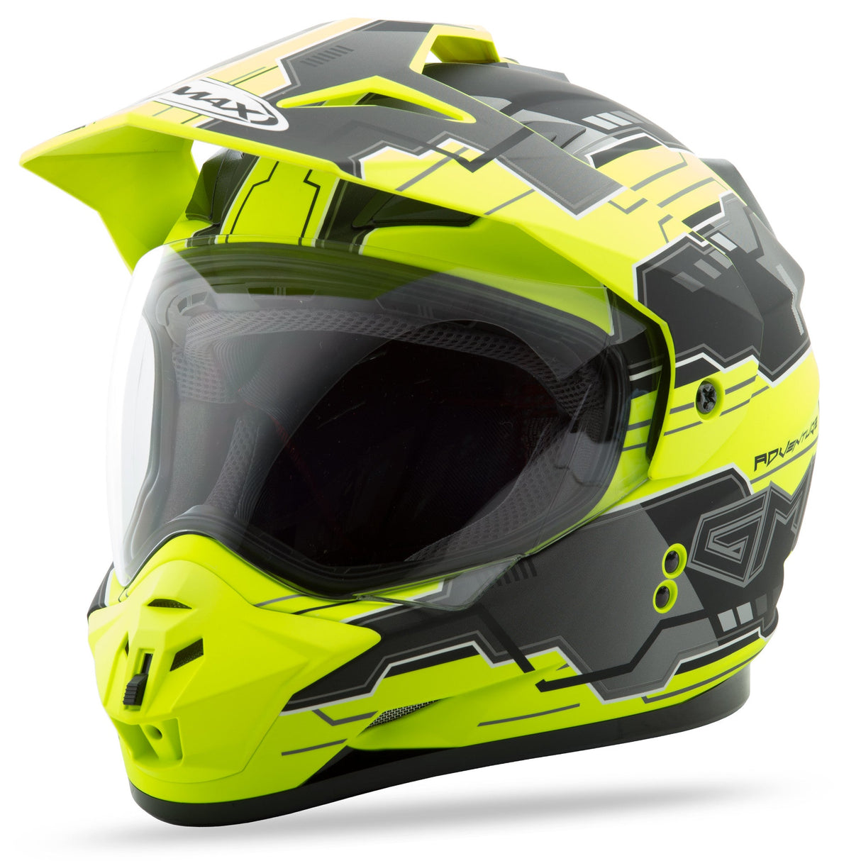 GMAX Gm-11 Dual-Sport Adventure Helmet Matte Blk/Hi-Vis Yel Xs G5117683 TC-24