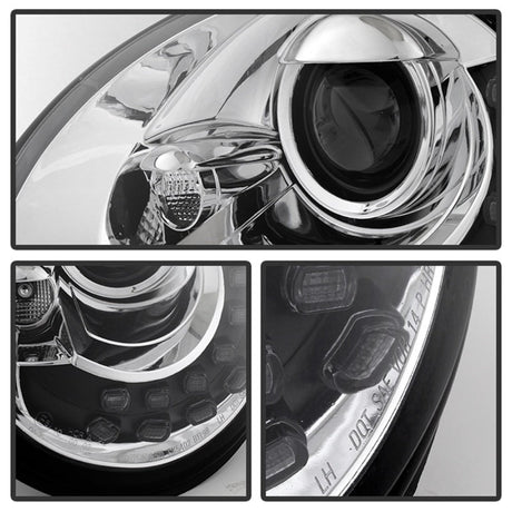 Spyder Volkswagen Beetle 1998-2005 Projector Headlights DRL Chrome PRO-YD-VB98-DRL-C 5080554