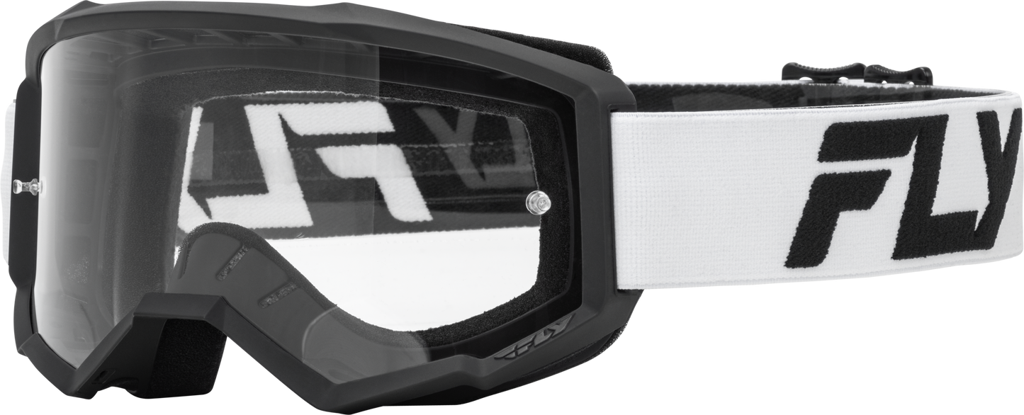 FLY RACING Focus Goggle White/Black W/ Clear Lens 37-51158