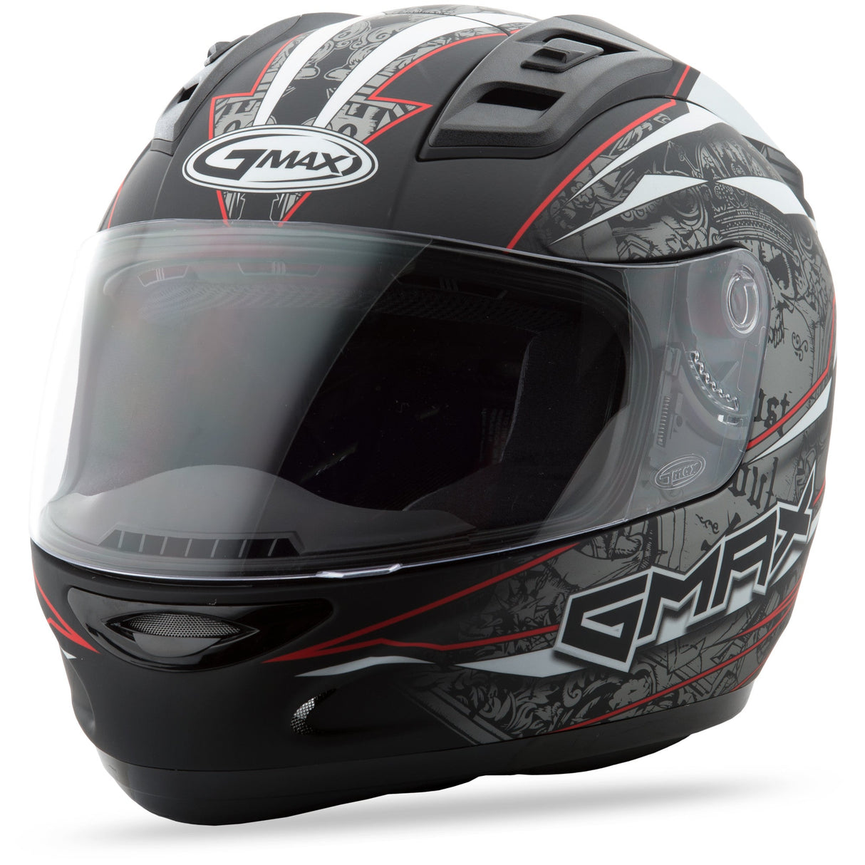GMAX Gm-69 Full Face Mayhem Helmet Matte Black/Silver/Red X G7693207 TC-1