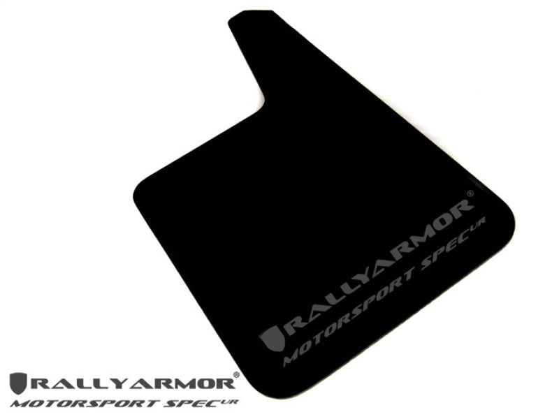 Rally Armor Universal Fit (No Hardware) Motorsport Spec Black UR Mud Flap w/ Gray Logo MF20-MSUR-BK/GY