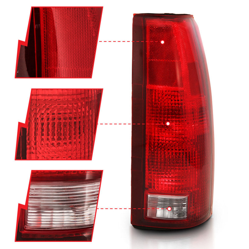 ANZO 1988-1999 Chevy C1500 Taillight Red/Clear Lens w/ Circuit Board(OE Replacement) 311300