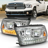 ANZO 2009-2018 Dodge Ram 1500 Led Projector Plank Style Switchback H.L Halo Chrome Amber (OE Style) 111465