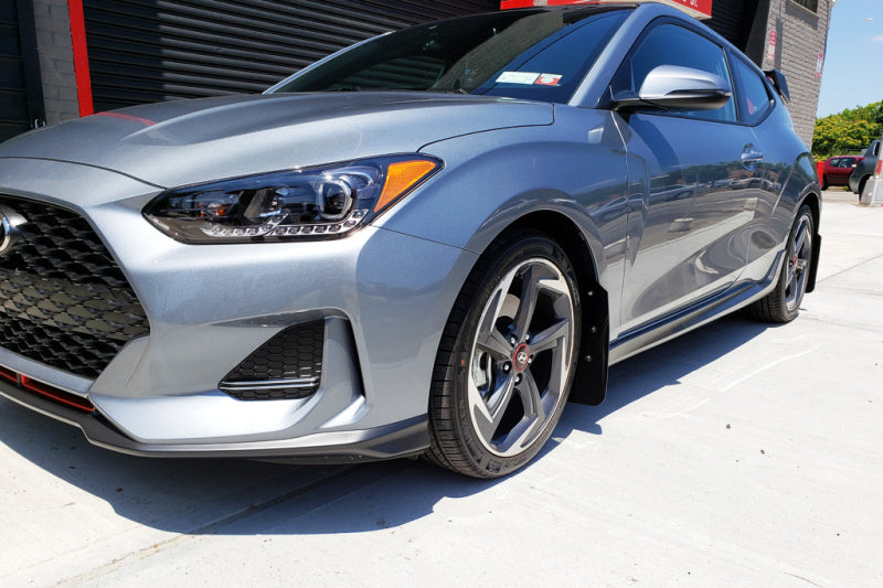 Rally Armor 19-21 Hyundai Veloster Turbo R-Spec Black UR Mud Flap w/ White Logo MF58-UR-BLK/WH