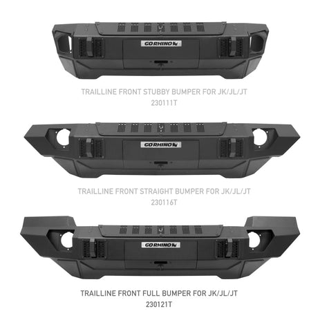Go Rhino 07-20 Jeep Wrangler JL/JLU/JK/JKU/Gladiator JT Trailline Front Full Width Bumper 230121T