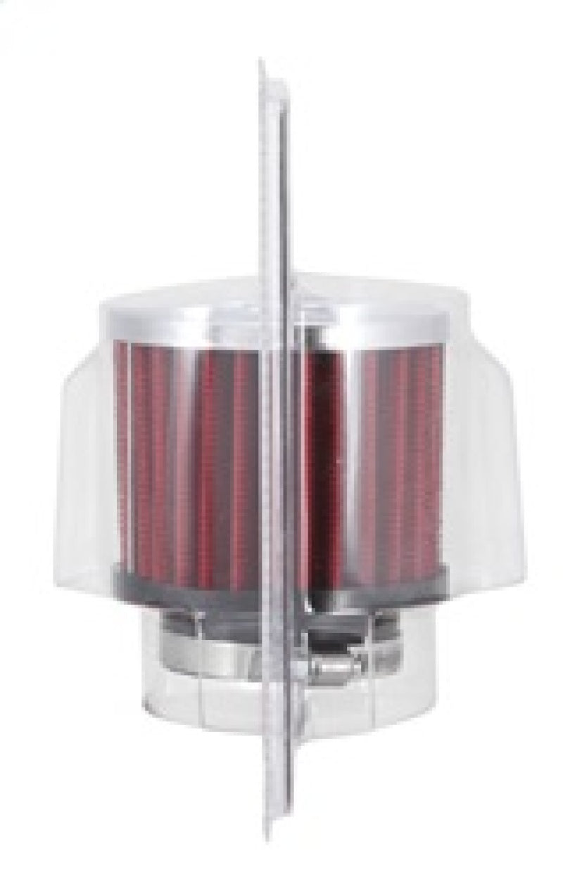 K&N 1.75in Flange ID x 3in OD x 2.5in H Chrome Finish Rubber Base Crankcase Vent Filter 62-1480