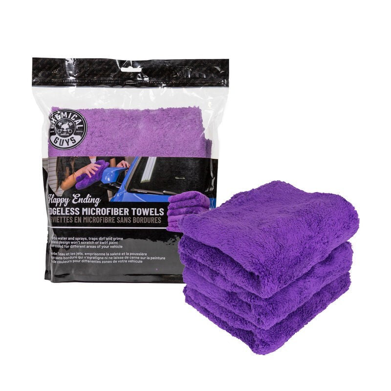 Chemical Guys Ultra Edgeless Microfiber Towel - 16in x 16in - Purple - 3 Pack MIC34803