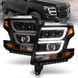 ANZO 2015-2020 Chevy Tahoe Projector Headlights Plank Style Black w/DRL 111492