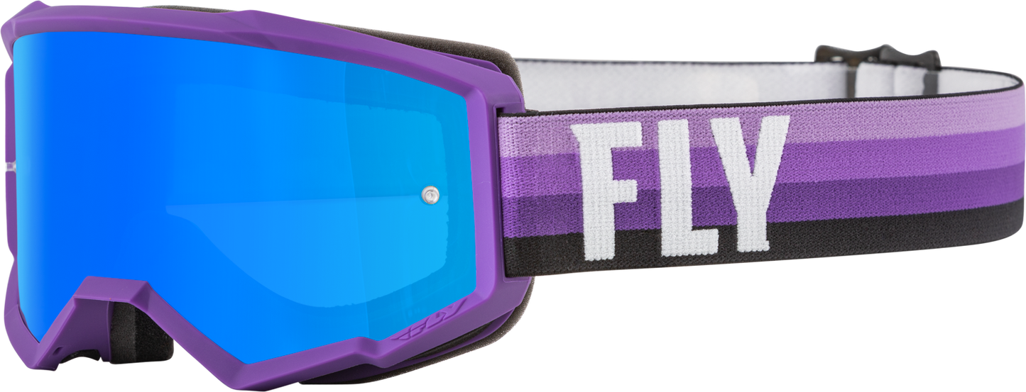 FLY RACING Youth Zone Goggle Purple/Black W/ Sky Blue Mirror/Smoke Lens 37-51717