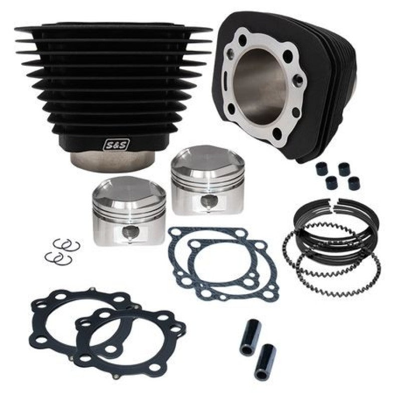 S&S Cycle 86-03 Sportster Models 1200cc Cylinder and Piston Kit - Wrinkle Black 910-0696