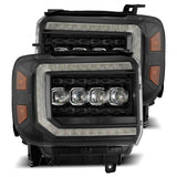 AlphaRex 14-18 GMC Sierra NOVA LED Proj Headlights Plank Style Black w/Activ Light/Seq Signal/DRL 880617