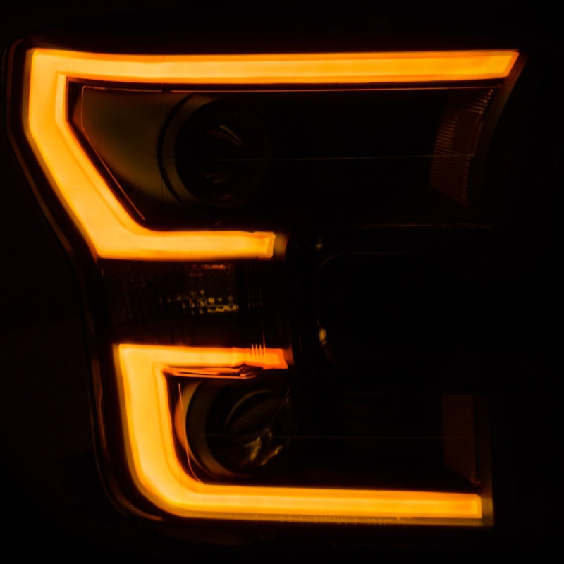 ANZO 2015-2017 Ford F-150 Projector Headlights w/ Plank Style Switchback Black w/ Amber 111357