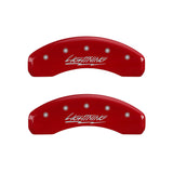 MGP 4 Caliper Covers Engraved Front & Rear Lightning Red finish silver ch 10021SLTGRD