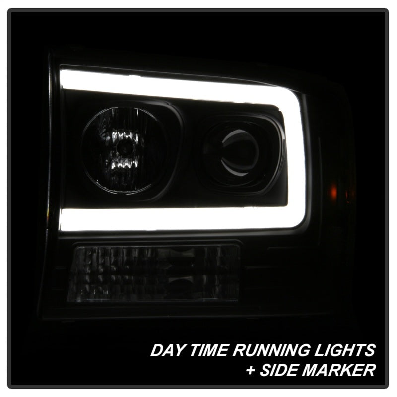 Spyder 99-04 Ford F250 Super Duty Projector Headlights - Light Bar - Black PRO-YD-FF25099V2-LB-BK 5084491