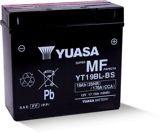 Yuasa YT19BL-BS Maintenance Free AGM 12 Volt Battery (Bottle Supplied)