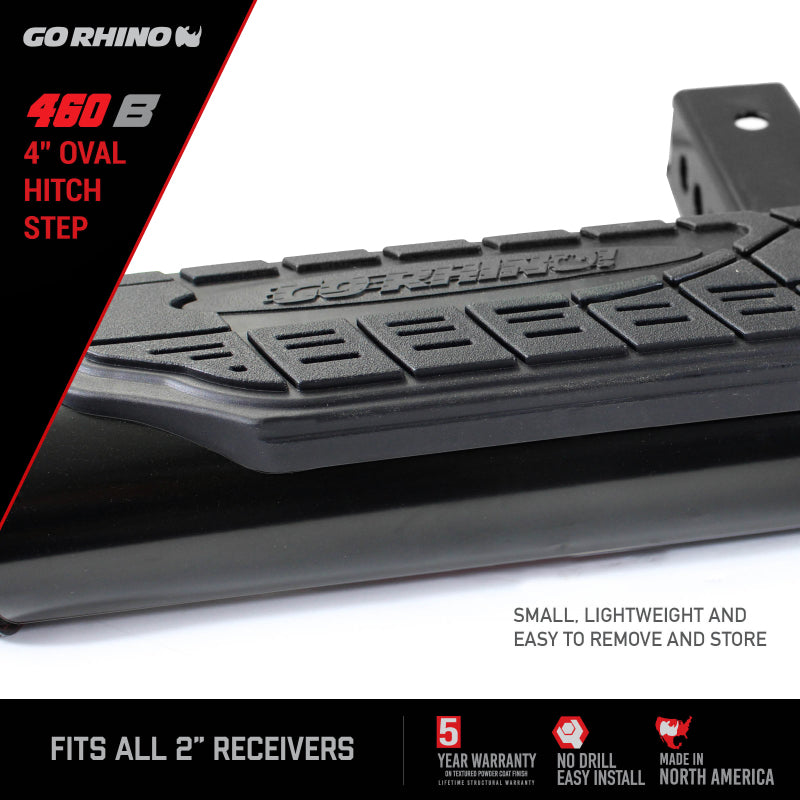Go Rhino 4in Oval Hitch Step - Black 460B