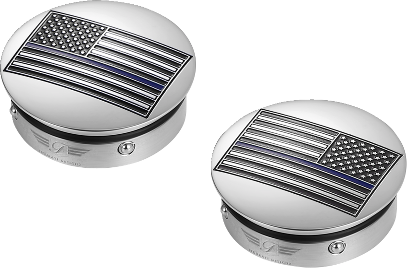 FIGURATI DESIGNS Swing Arm Covers - Blue Line American Flag - Custom - Reversed FD70-ABFL-SS