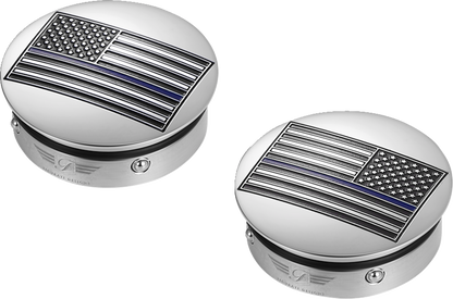 FIGURATI DESIGNS Swing Arm Covers - Blue Line American Flag - Custom - Reversed FD70-ABFL-SS