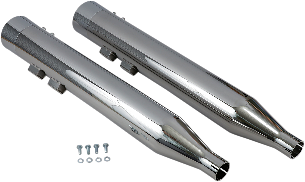 BASSANI XHAUST DNT Straight Can Mufflers for '95-'16 FL - Chrome 1F7DNT6