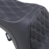 DRAG SPECIALTIES Asiento Predator III - Doble Diamante - Cosido en plata FIT 99-07 FLHR,06-07 FLHX 0801-1130