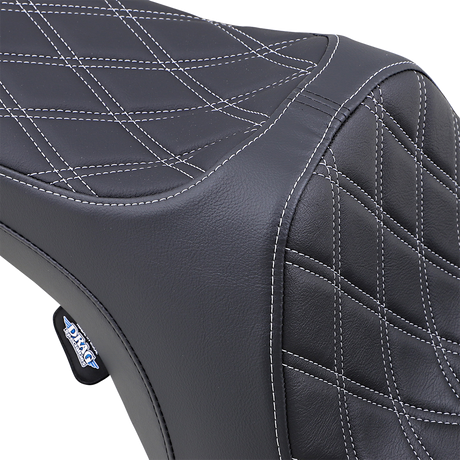 DRAG SPECIALTIES Predator III Seat - Double Diamond - Silver Stitched FIT 99-07 FLHR,06-07 FLHX 0801-1130
