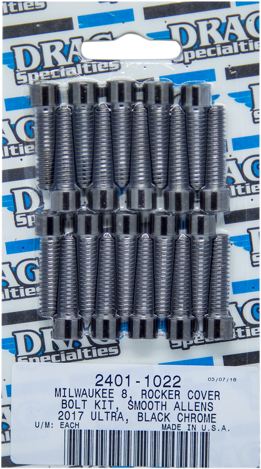 DRAG SPECIALTIES Rocker Smooth Bolt Kit - Black/Chrome - M8 MK777SBK