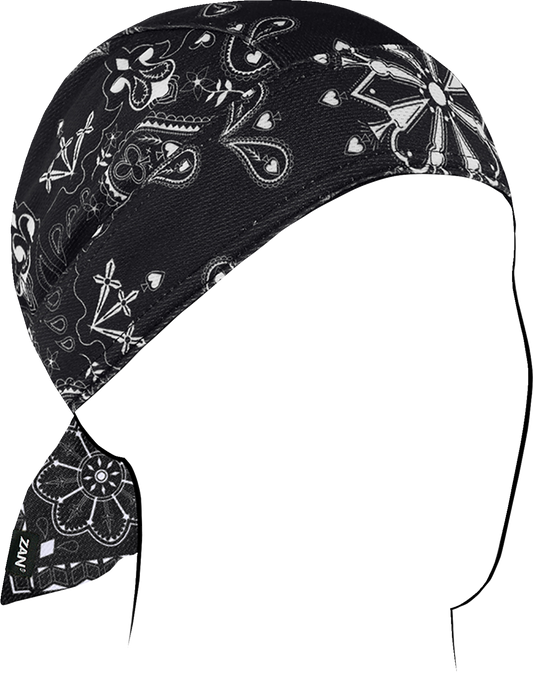 ZAN HEADGEAR Flydanna Micro-Mesh Polyester Headwrap - Black Paisley ZM001