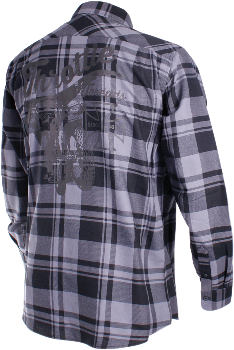 THROTTLE THREADS Long-Sleeve Flannel Shirt - Gray/Black - Medium TT636S68GYMR