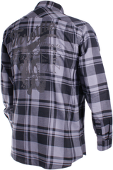 THROTTLE THREADS Long-Sleeve Flannel Shirt - Gray/Black - Medium TT636S68GYMR