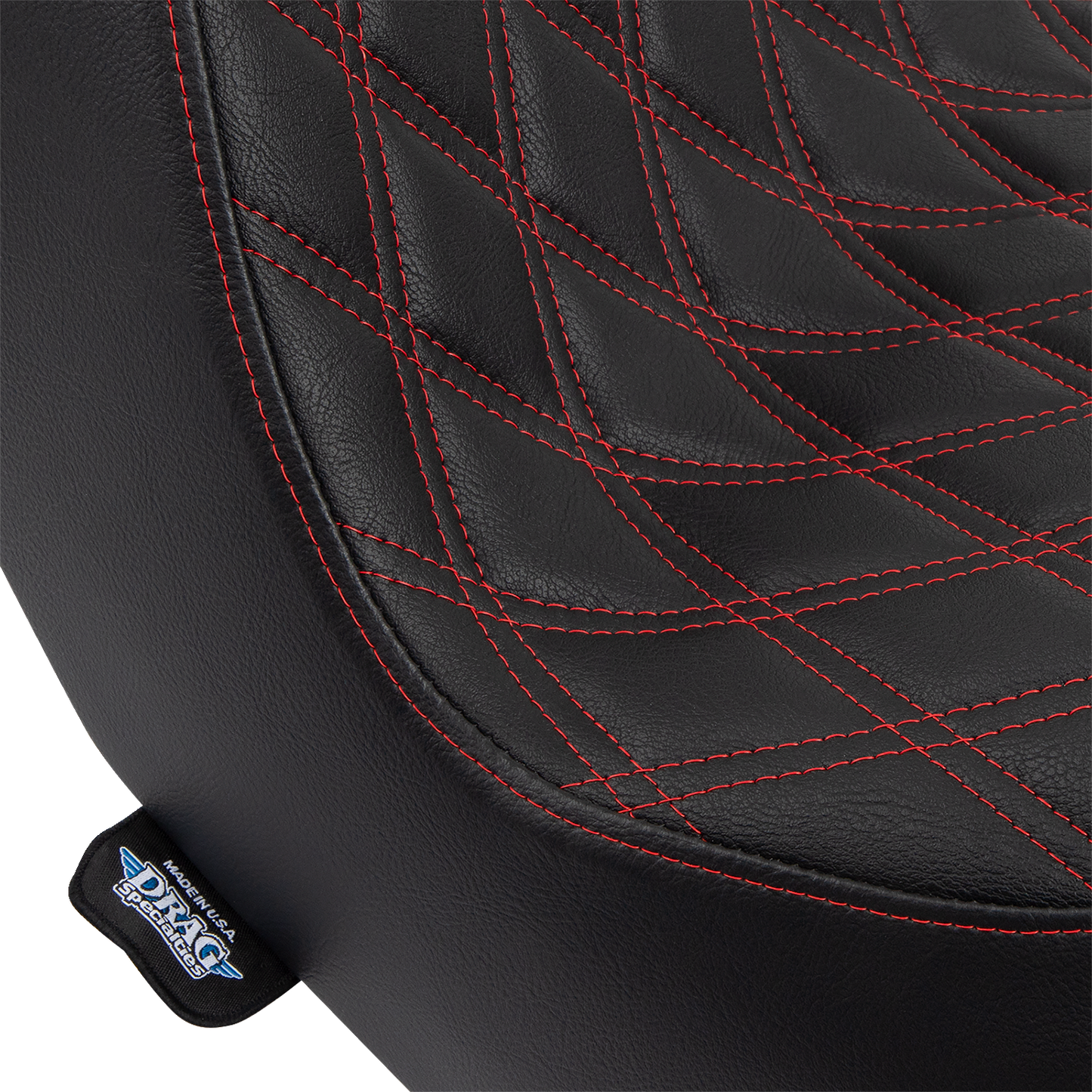 DRAG SPECIALTIES Predator III Seat - Double Diamond - Black w/ Red Stitching - FL/FX '18-'22 0802-1492