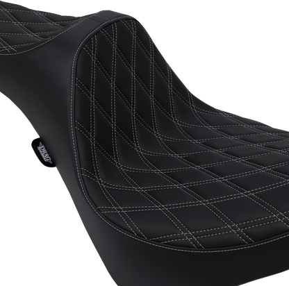 DRAG SPECIALTIES Predator III Seat - Double Diamond - Silver Stitching - FL/FX '18-'22 0802-1146