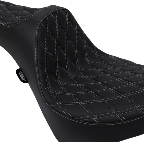 DRAG SPECIALTIES Predator III Seat - Double Diamond - Silver Stitching - FL/FX '18-'22 0802-1146