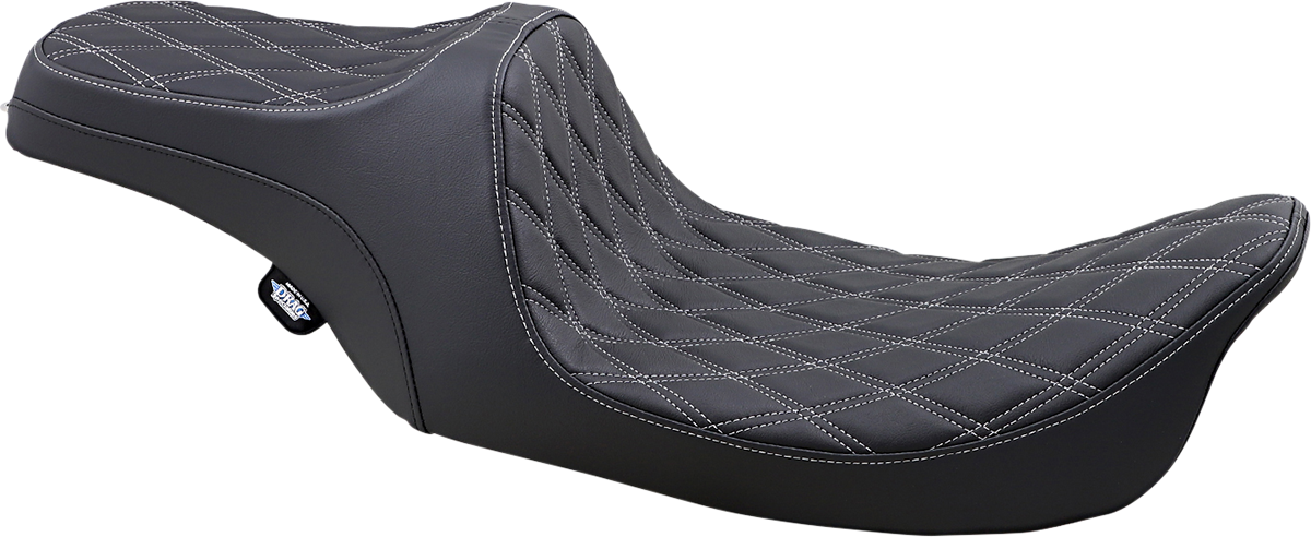 DRAG SPECIALTIES Asiento Predator III - Doble Diamante - Cosido en plata FIT 99-07 FLHR,06-07 FLHX 0801-1130