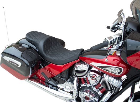 DRAG SPECIALTIES Low Profile Touring Seat - Double Diamond w/ Black Stitching - '14-'22 Indian 0810-2258