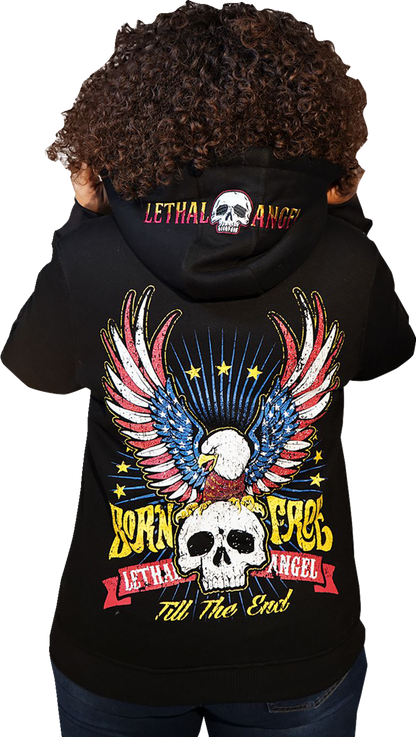 LETHAL THREAT Women's Born Free Zip Up Hoodie - Black - Small HD84072S