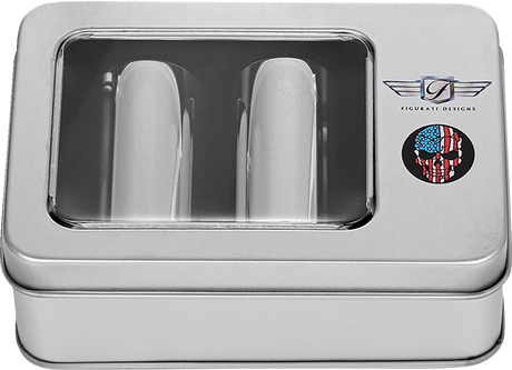 FIGURATI DESIGNS Docking Hardware Covers - Red/White/Blue American Flag Skull - Long - Stainless Steel FD24-DC-2545-SS