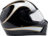 BILTWELL Lane Splitter Helmet - Gloss Black/White Flames - Small 1004-570-502