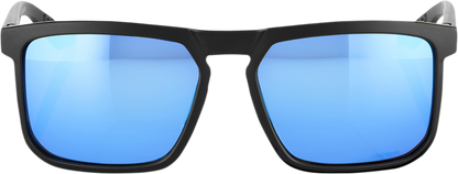 100% Renshaw Sunglasses - Matte Black - HiPER Blue Mirror 60021-00001