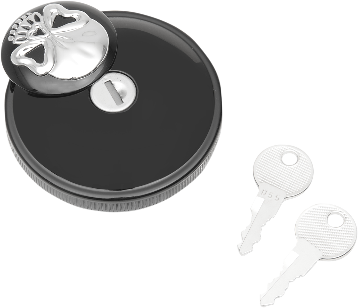 DRAG SPECIALTIES Tapa de gasolina - Bloqueo de calavera sin ventilación - Negro 03-0320ABS-B 