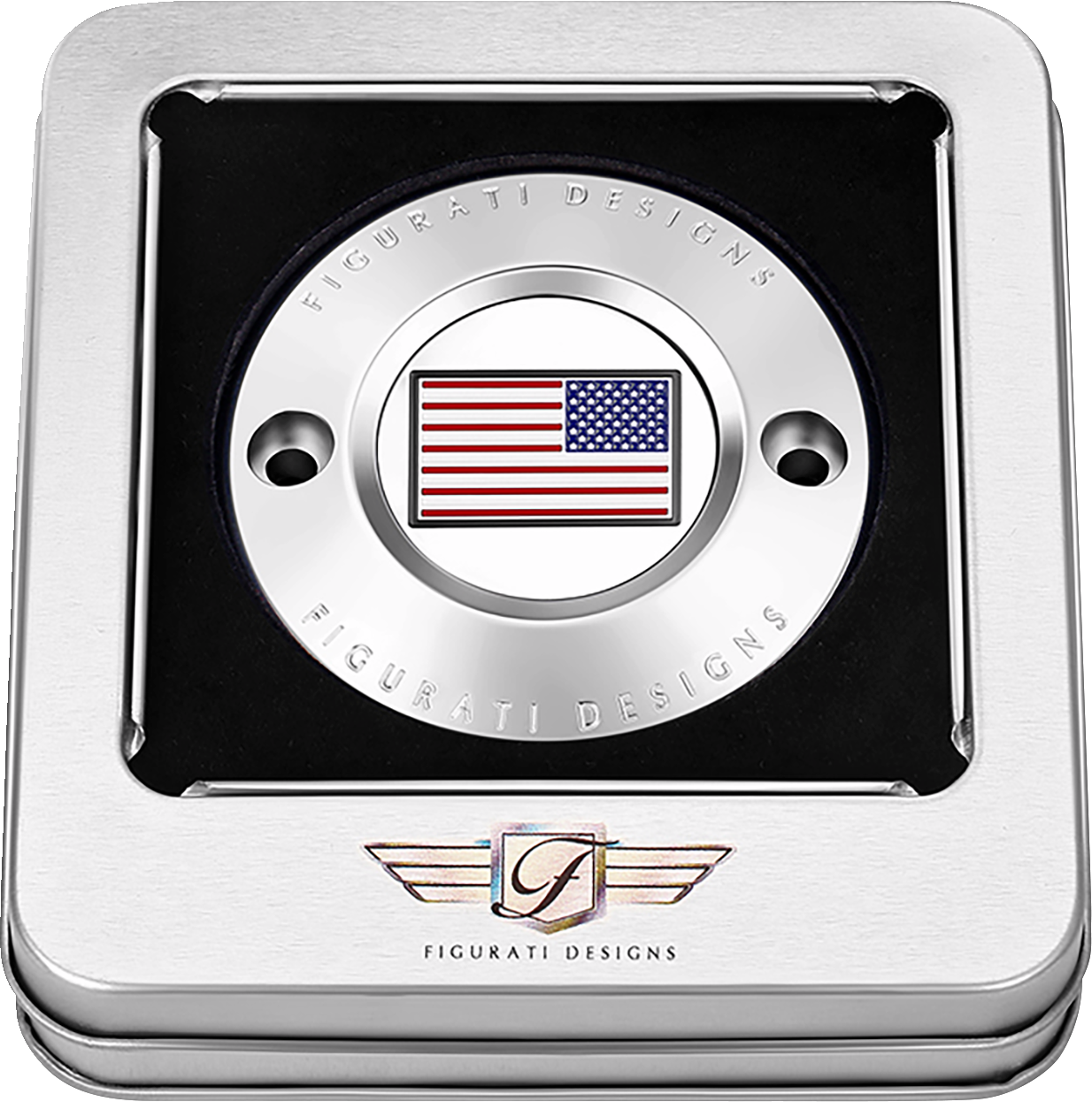 FIGURATI DESIGNS Timing Cover - 2 Hole - American - Stainless Steel FD20-TC-2H-SS