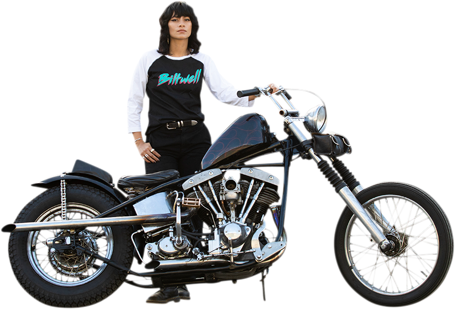 BILTWELL Women's 1985 Raglan T-Shirt - Black/White - Large 8144-060-004