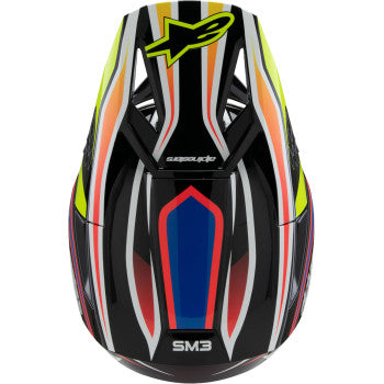 ALPINESTARS Youth SM3 Helmet - Wurx - Gloss Black/Yellow Fluo/Blue/Red Large 8302025-1574-YL