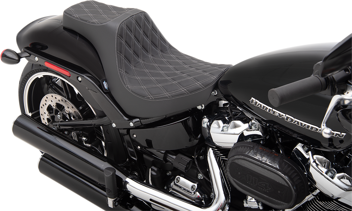 DRAG SPECIALTIES Asiento Predator III - Doble diamante - Costuras plateadas 0802-1268