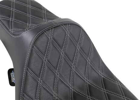 DRAG SPECIALTIES Extended Reach Predator III Seat - Double Diamond - Black w/ Silver Thread NOT A 2-UP SEAT 8011370