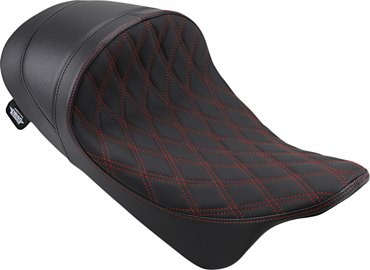 DRAG SPECIALTIES Forward Low Solo Seat - Diamond - Red Stitched - FL '08-'22 0801-1254